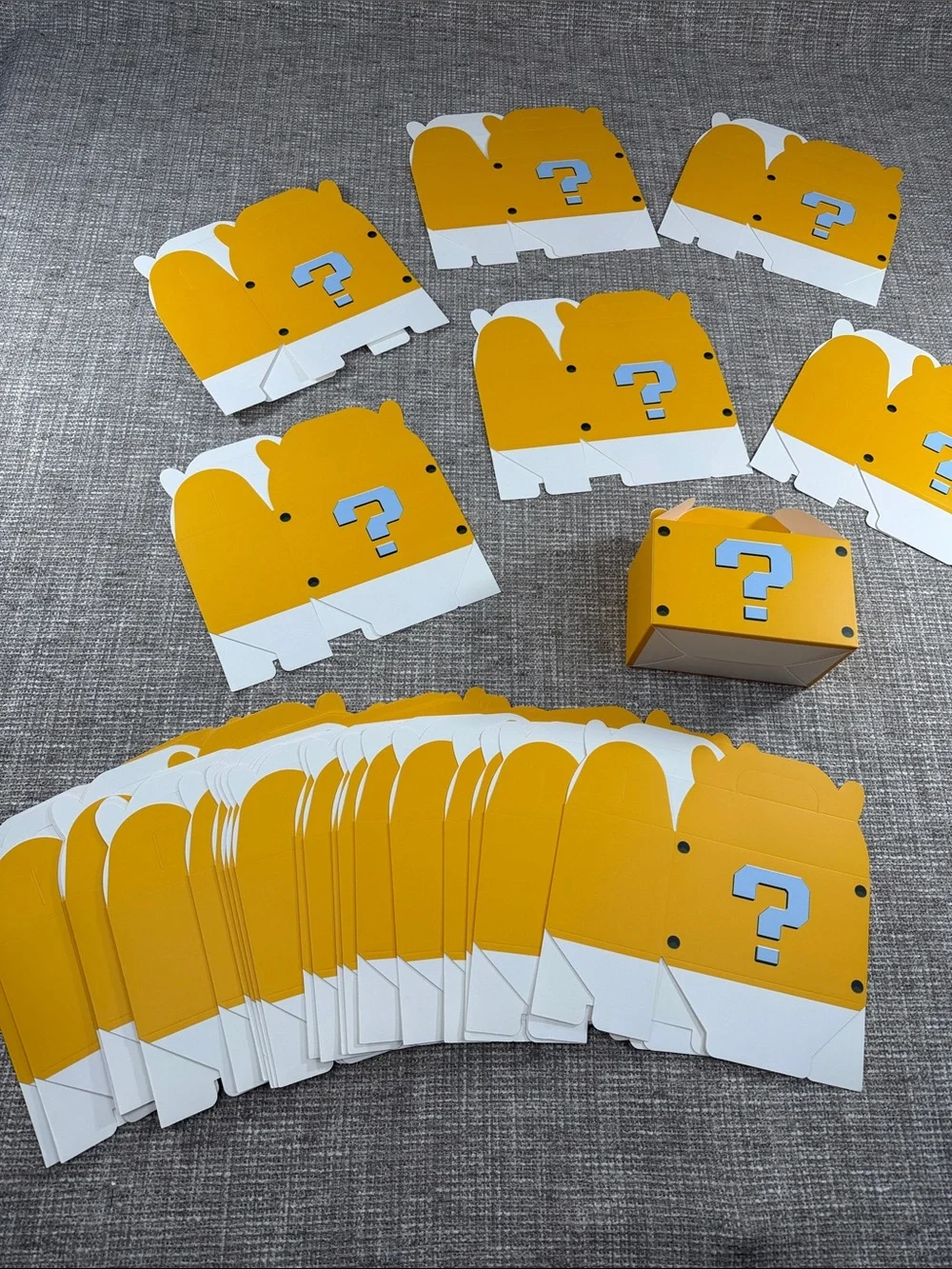 Yellow Question Mark Favor Boxes - Set of Precut Foldable Boxes 30ct super Mario